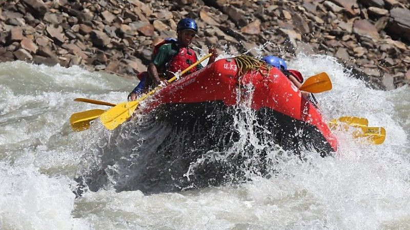 Raft on Rapid in Rishikesh